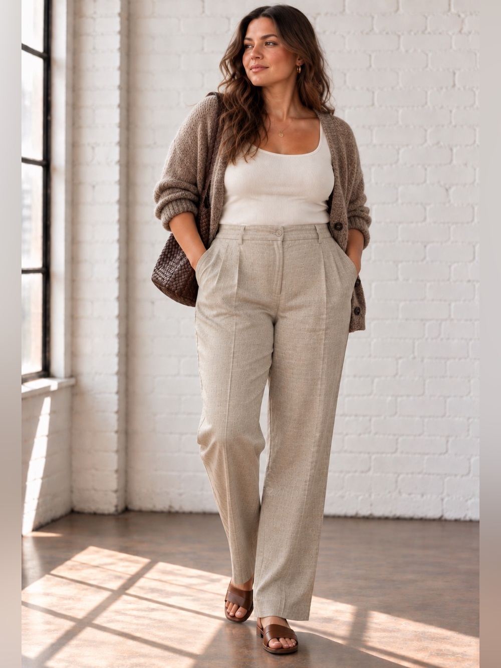 NWOT 100% Linen Pleated Trousers Size 16